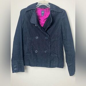 GAP Women's Navy Corduroy Pea Coat. women’s medium